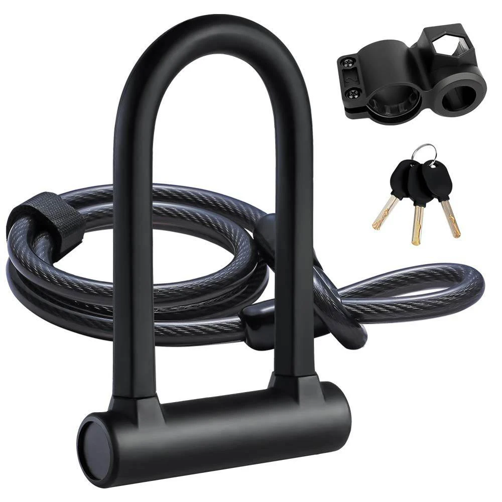 

Strong Security U Lock with Steel Cable Bike Lock Combination Anti-theft Bicycle Bike Accessories for MTB,Road,Motorcycle,Chain