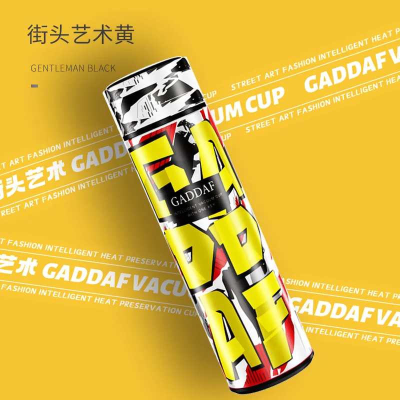 

New Fashion 500ml Stainless Steel Smart Thermos Street Art Vacuum Flask Temperature Display Thermos for Tea Business Office Cups
