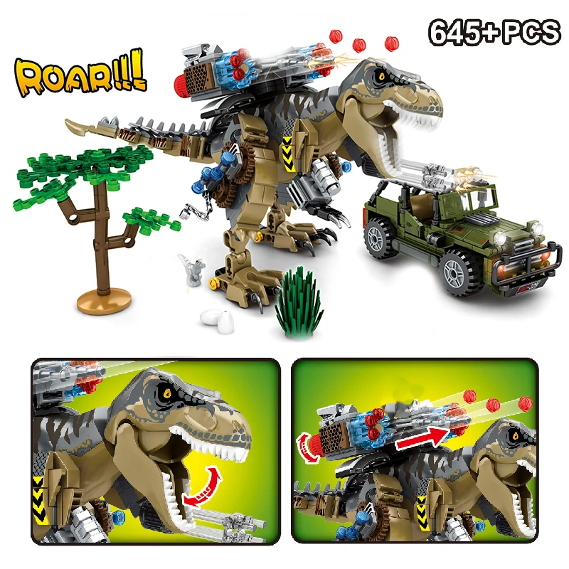 

MOC 645pcs Jurassic Dinosaurs World Animal Park Blocks Building Brick Dinosaur Figures City Dino Robot Toys For Children Gifts