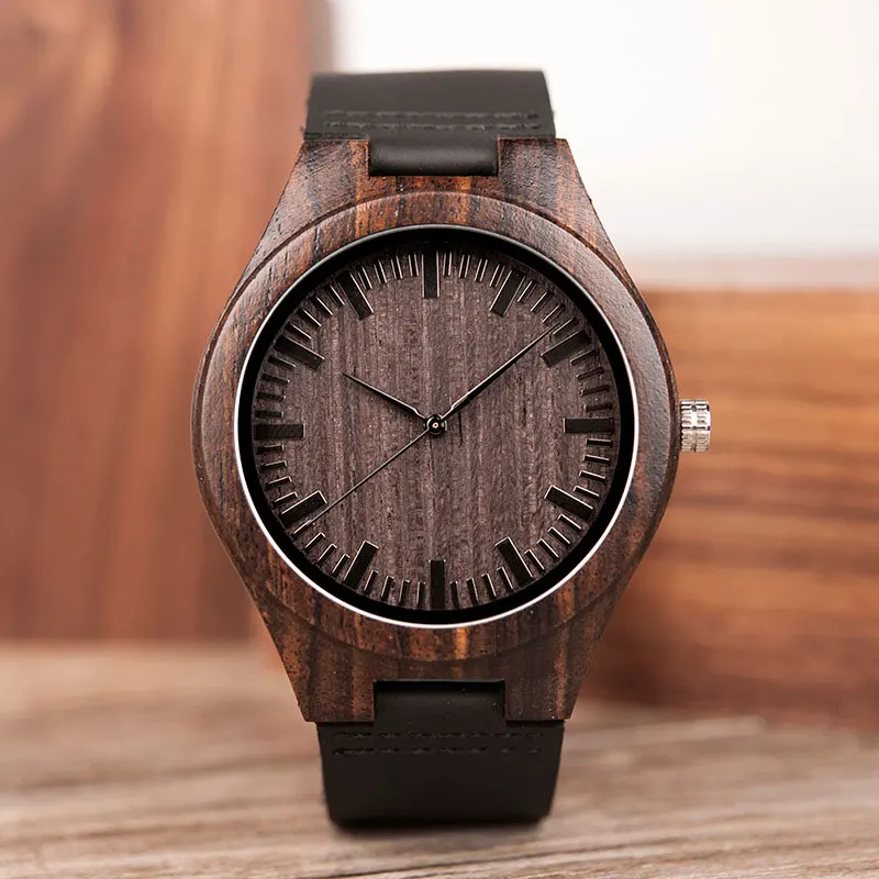 

Мужские кварцевые часы в винтажном стиле с Циферблатом из сандалового дерева и кожаным ремешком, роскошные повседневные деловые часы A66