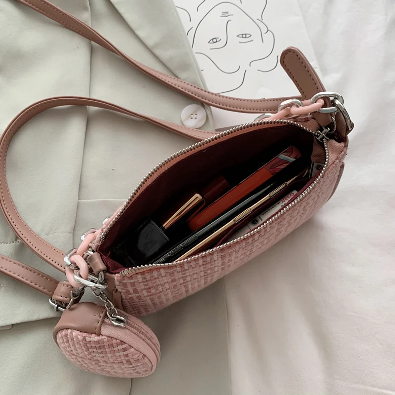 

2020 Summer Women Shoulder Bag Fashion Messenger Bag Casual Female Bag Woven Bag Ladies Bag Mobile Bag Chain Bag Handbag