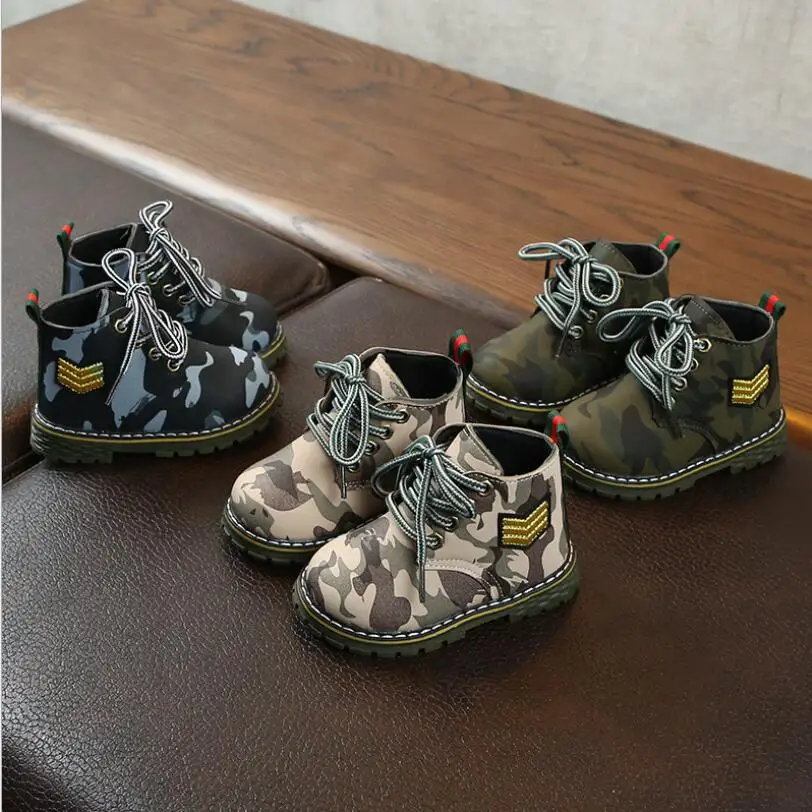 Ботильоны детские из ПУ кожи камуфляжные короткие Осень-зима | Мать и ребенок
