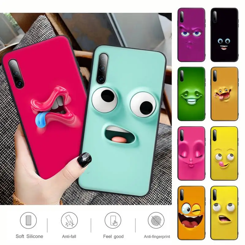 

3D Funny Face Black Silicone Cell Phone Case For Samsung Galaxy S9 S10 S20 S21 S30 Plus Ultra S10e S7 S8 Cover