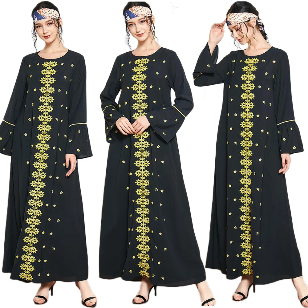 

Ramadan Abaya Muslim Women Embroidery Loose Long Dress Arab Party Jilbab Dubai Kaftan Maxi Robe Middle East Caftan Gown M-4XL