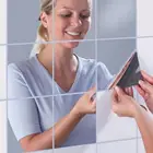 16 шт.компл. Серебряная квадратная зеркальная плитка, самоклеящаяся наклейка на стену, наклейка сделай сам, для гостиной, зеркальные настенные наклейки, декор для ванной комнаты