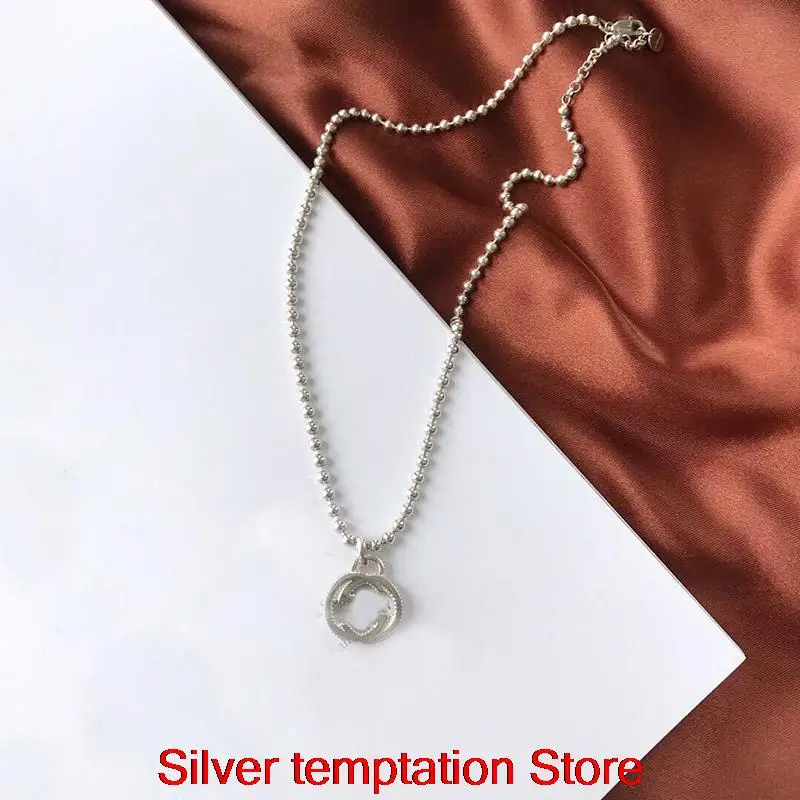 

Ожерелье из серебра 925 пробы с двойными круглыми бусинами в стиле ретро