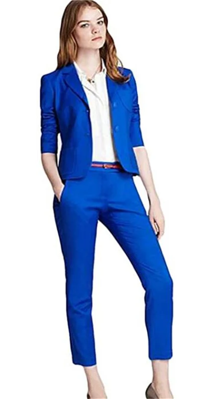 2 Pcs Royal Blue Women Business Jacket+Pants Pantsuits Women Suits Formal Ladies Pant Suits Office Female Trouser PantSuit