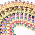 1 ярд мокко неоновый стеклянные кристаллы, стразы чашка цепочка дальнего коврика K9 стеклянная Золотая основа отделка для DIY одежды сумки украшения F0270