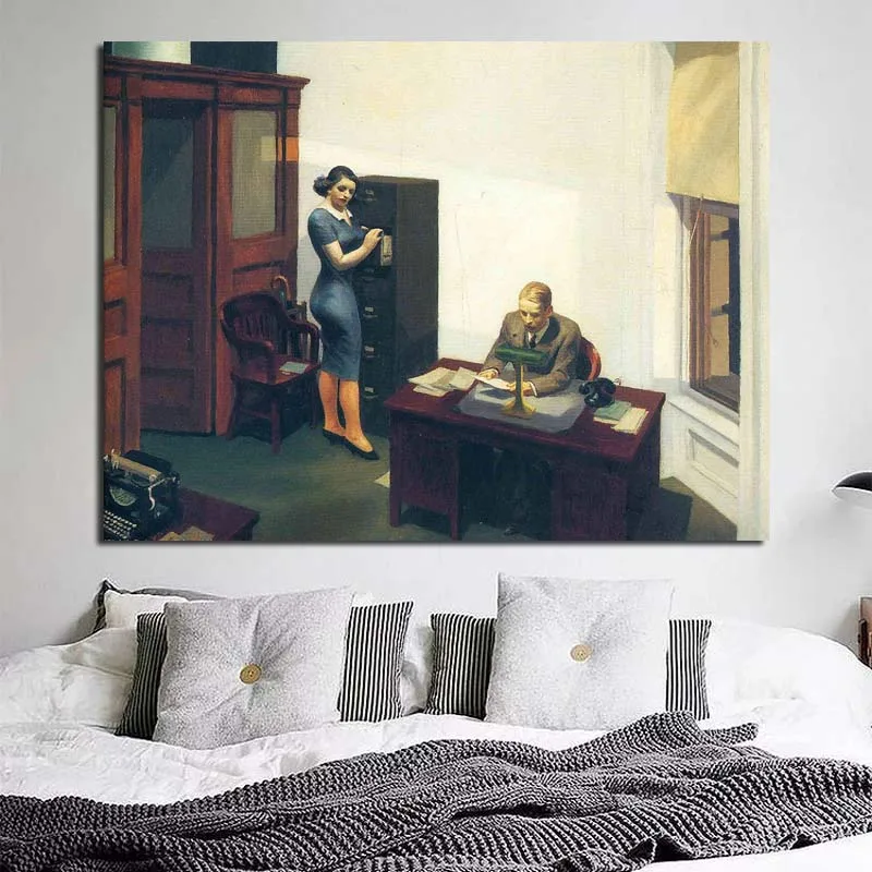 

Edwardor Hopper Office At Night Canvas Painting Print Living Room Home Decor Modern Wall Art Oil Painting Poster Salon Pictures