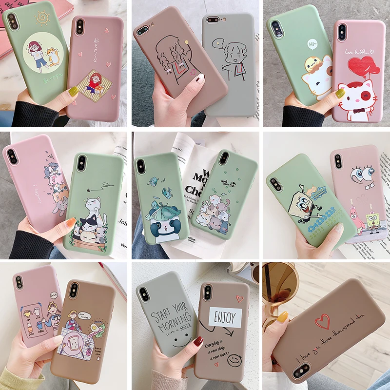 Милый мультяшный чехол для телефона Apple iPhone 6 6s 7 8 Plus мягкий силиконовый бампер из