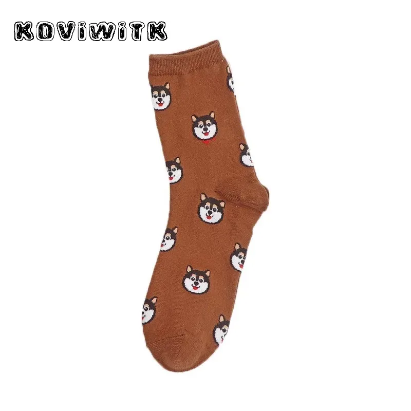 Носки женские зимние с принтом собаки хлопок рисунком пуделя далматинца