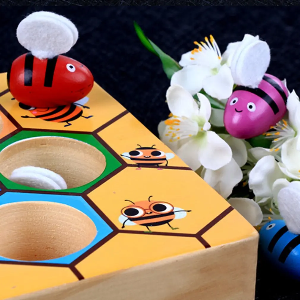 Wooden Children Education Clip Beehive Games Early Childhood Tool Intelligence Color Cognition Small Bee Toys |