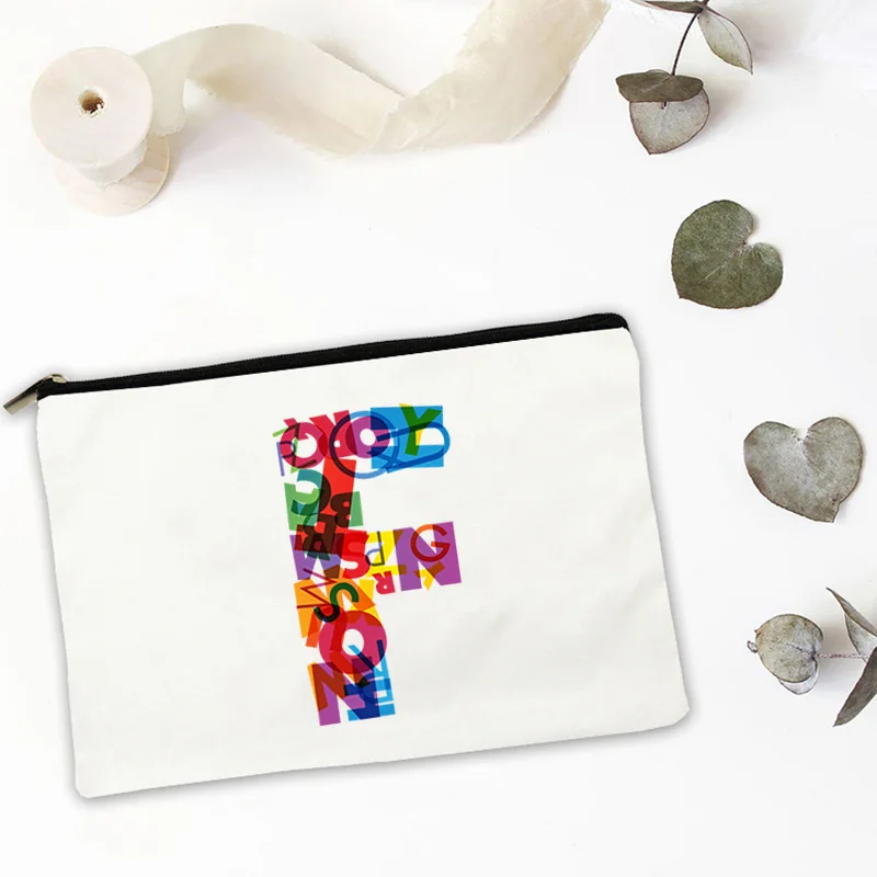 

Handbags Mini Bag A-Z Letter Printing Pouch Bags for Women Cosmetic Makeup Make Up Storage Kawaii Personal Travel Suitcase Woman