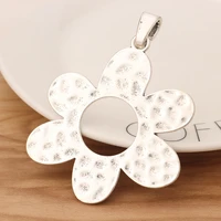 2 pieces large tibetan silver hammered flower charms pendants for necklace jewellery making 80x61mm
