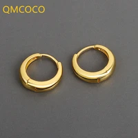 qmcoco minimalist classic design silver color round stud earrings for women student trendy birthday party delicacy jewelry gifts