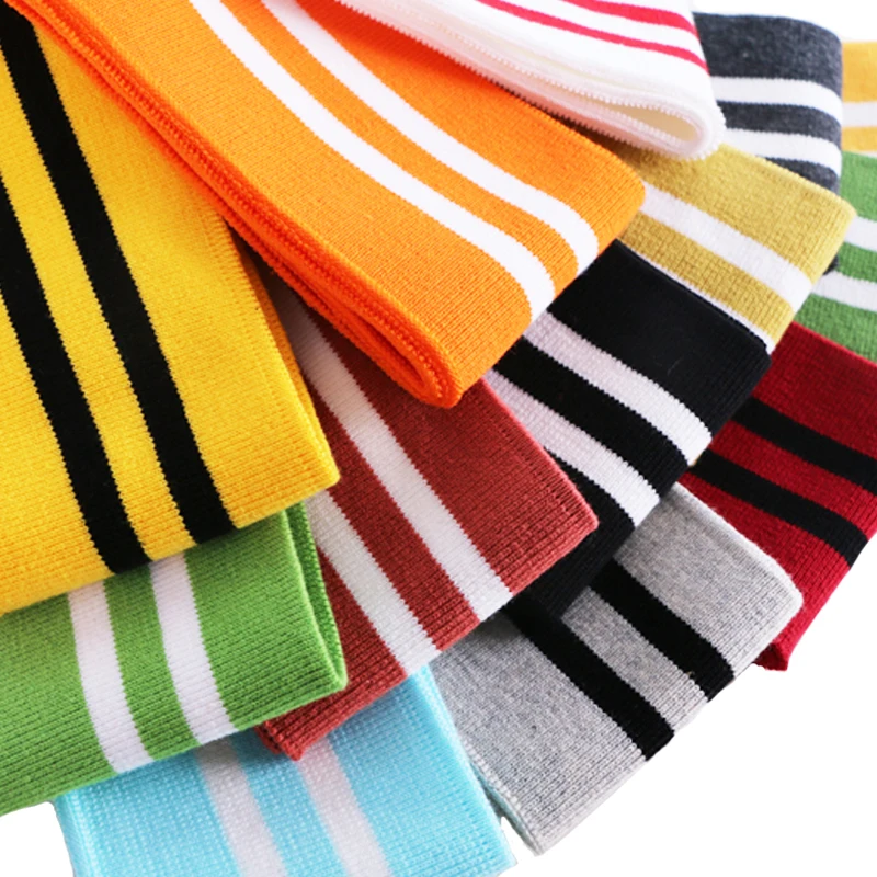 

100cm Cotton yarn dyed stripes stretch cuff DIY cotton knitted fabric for neckline hem, winter jacket,Clothing accessories