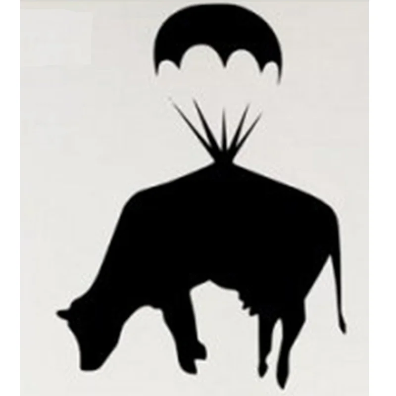 Бесплатная доставка Бэнкси корова парашют-Забавный Настенный декор и наклейка