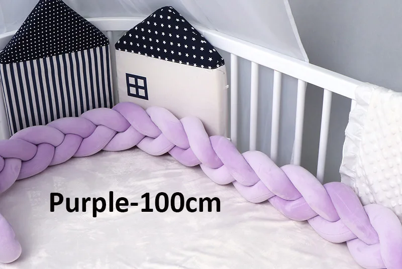 purple-1M Детский бампер для кроватки, оплетка для новорожденных, защита для кроватки, бамперы для кроватки, аксессуары для детской кроватки, бортики с узлом, дизайнерский бампер для детской комнаты - Цвет: purple-1M