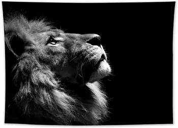 Lion Black And White Grey Leo Tapestry Wall Hanging For Bedroom Living Room Dorm Wall Art Backdrop Home Decor
