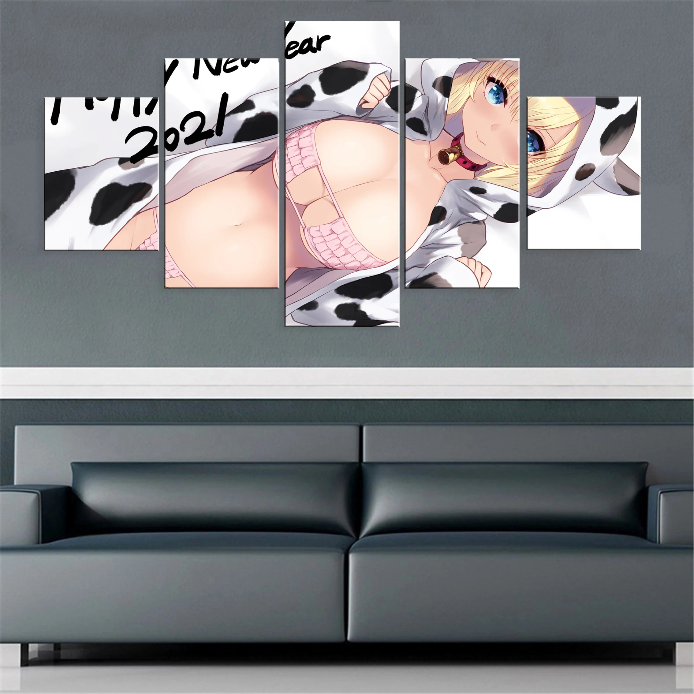 

Anime Cute Bikini Girl 5 Piece Canvas Painting Poster Beauty Wall Artwork Decor Modern Modular Picture For Home Printed