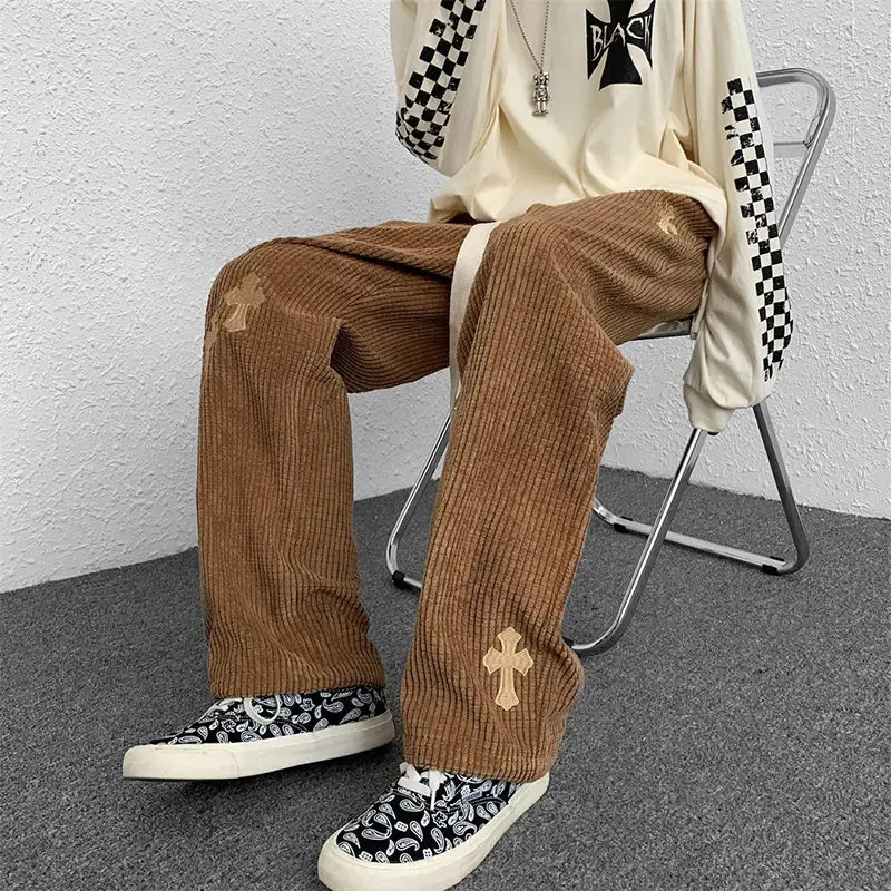 

Pants Men Coffee Thickened Corduroy Cross Trousers Men's High Street Fashion Hiphop Street Pants Spring and Autumn Casual Pants