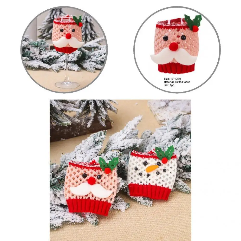

Wine Cup Cover Full Cover Multicolor Lovely Snowman Pattern Wine Cup Cover Glass Holder Cover Wine Glass Sleeve