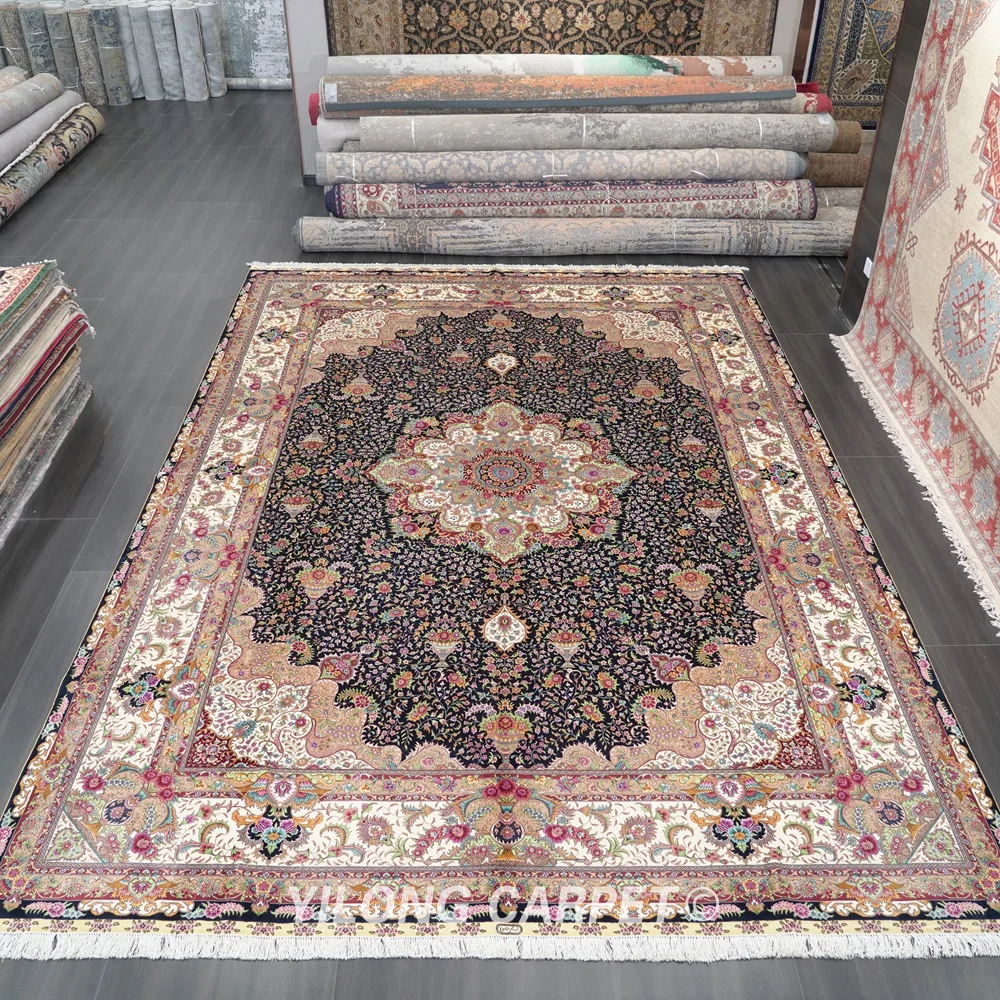 Yilong 10 &quotx 14&quot с классными клепками в виде Тебризский шелковый ковер Большой