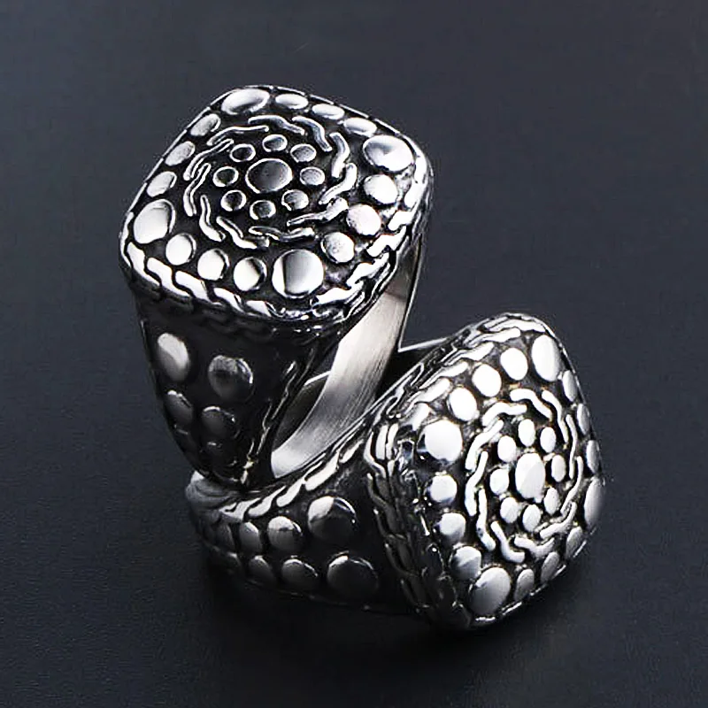 Уникальные кольца с узором в виде булыжника покла из черной нержавеющей стали