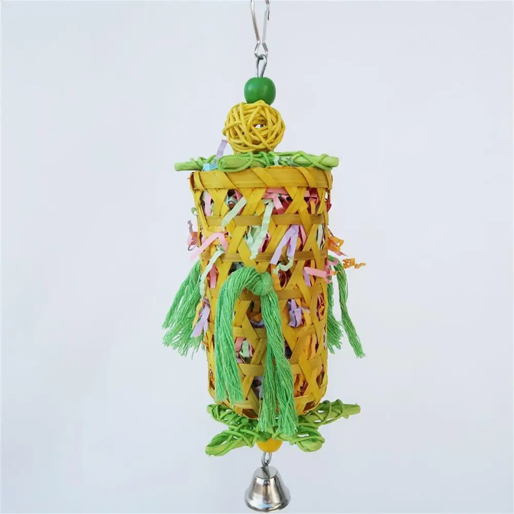 

Bird Parrot Toy Wooden Cotton Rope Paper Strips Chewing Bite Hanging Cage Chew Toys