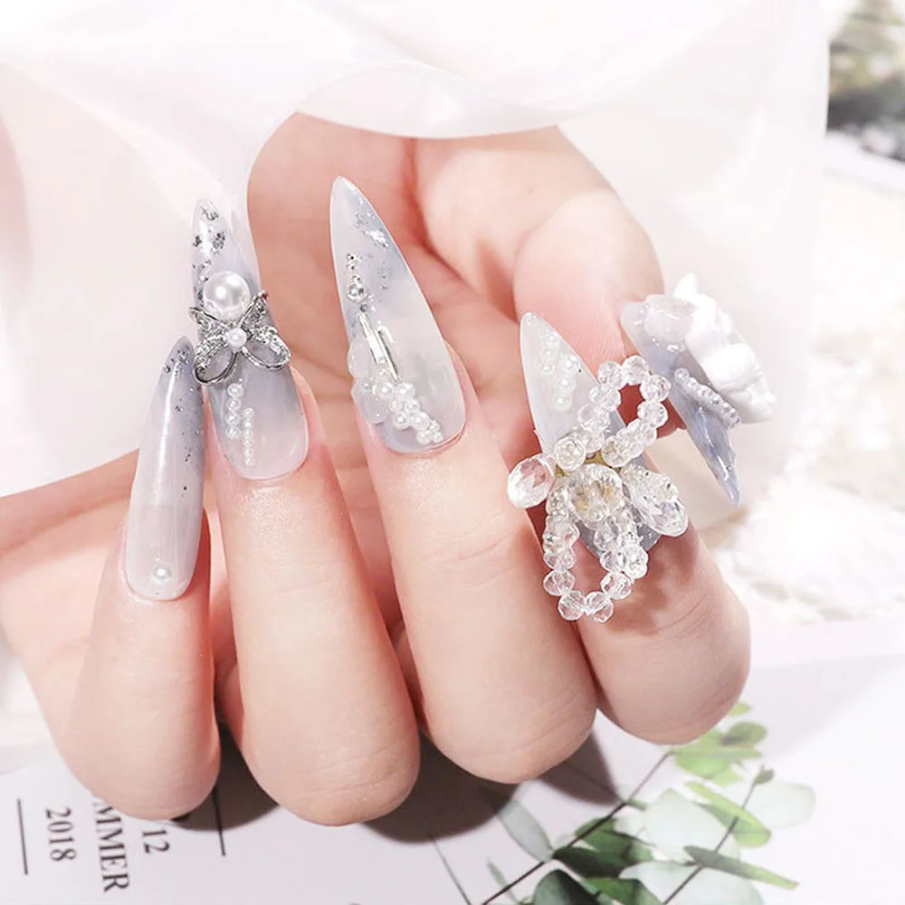 

Crystal Butterfly Bow Shiny Nail Bowknot Ornaments DIY Nail Art Decorations 3D Nail Rhinestones Manicure Accessories