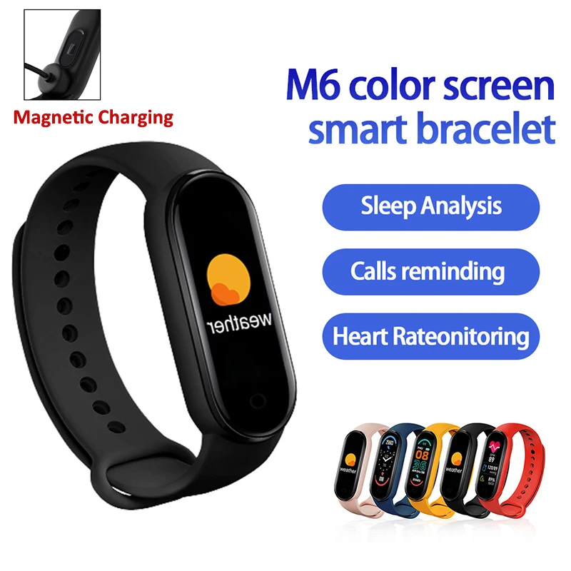 Смарт-часы M6 браслет Bluetooth фитнес-браслет с цветным экраном для телефонов IOS Xiaomi
