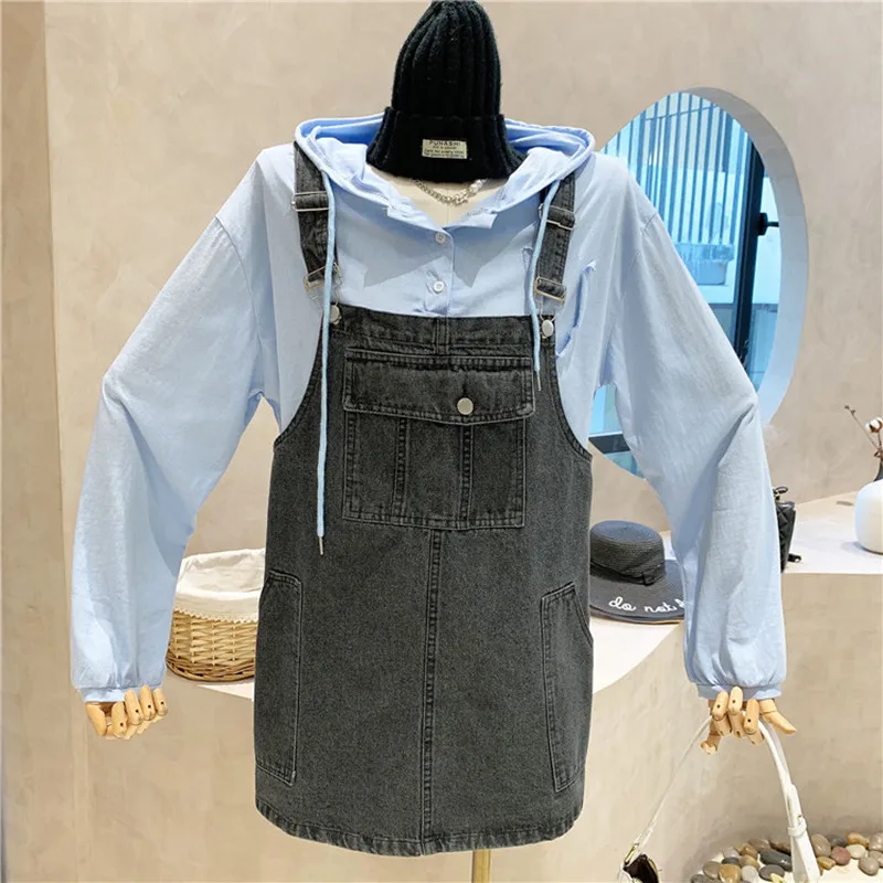 

New Women's Clothing Summer 2021 Loose slim suspender Sling Dress + Long sleeve hooded top Two piece set