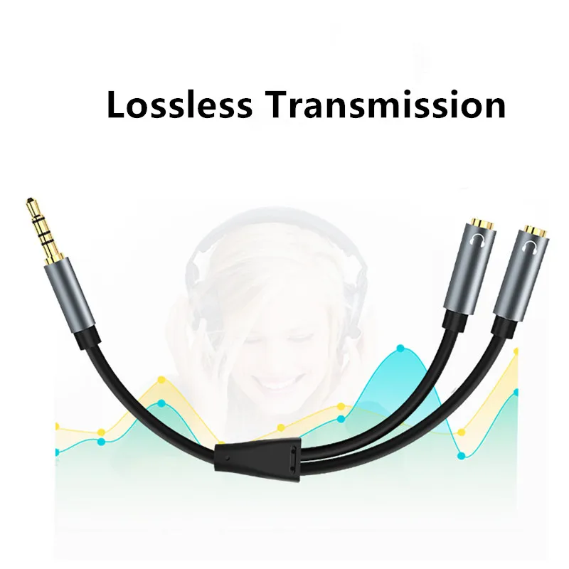 Veggieg 1 штекер 2 Женский аудио сплиттер под наушники кабель позолоченный 3 5 мм