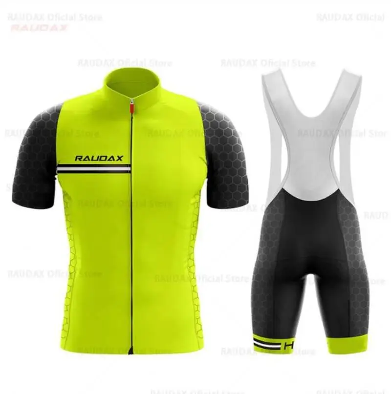 

2021 Raudax Cycling Set Man Cycling Jersey Short Sleeve Bicycle Cycling Clothing Kit Mtb Bike Wear Triathlon Maillot Ciclismo