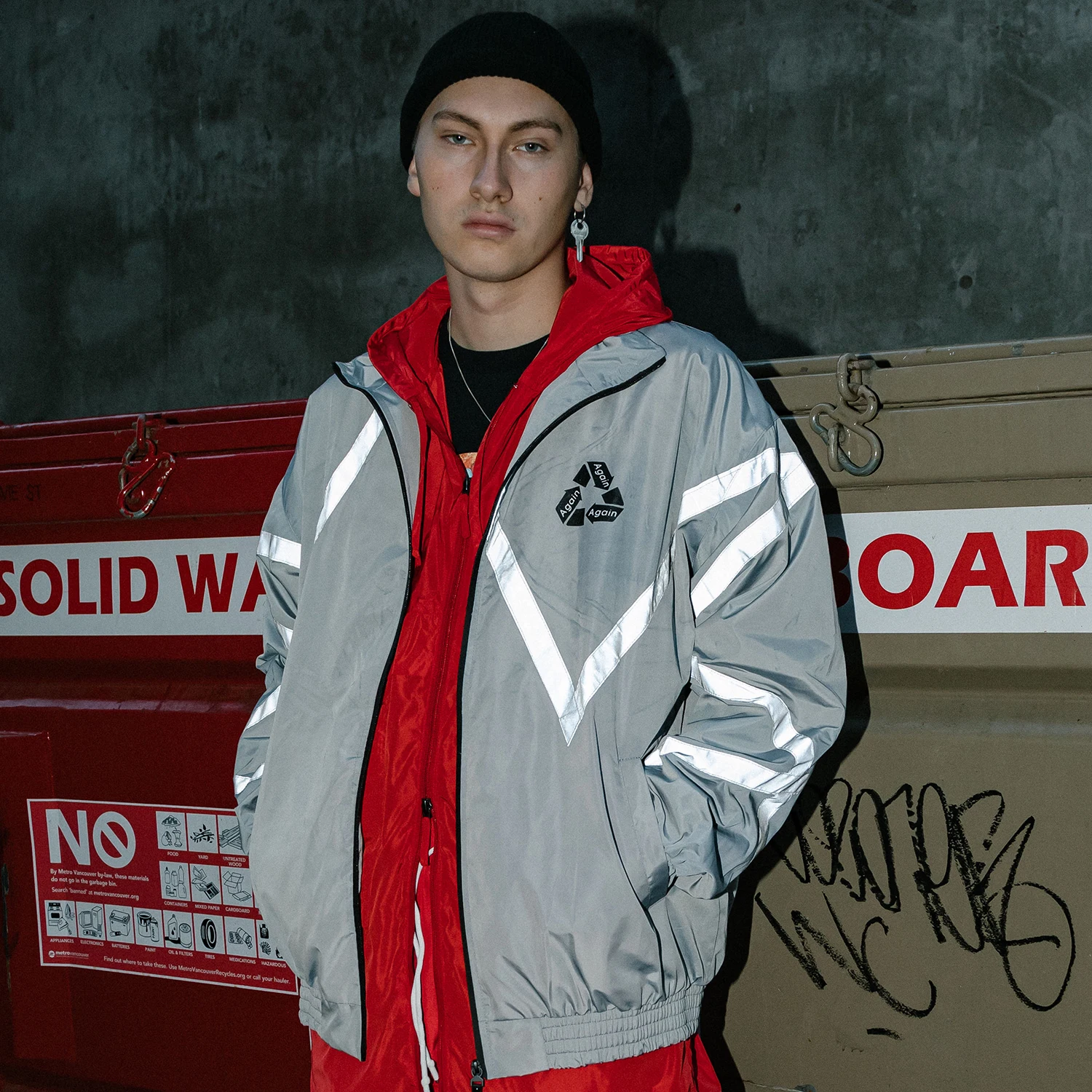 Куртка-карго со светоотражающей полосой повседневный свитшот на молнии с