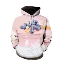 2021 spring and autumn white casual 3d effect dessert digital printing winter mens hooded pullover top