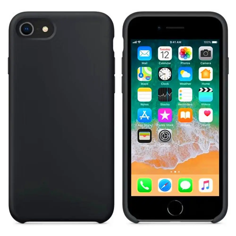 Черный Силиконовый чехол для телефона для Iphone 7, 8 Plus, чехол для Iphone 6, 6S Plus, X, XS, MAX, XR, 7, 8, без логотипа, Роскошный чехол s+ сумка - Цвет: Черный