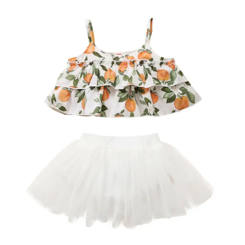 

Infant Baby Girls Sleeveless Casual Floral Tank Top + Skirt Outfit Sets Summer