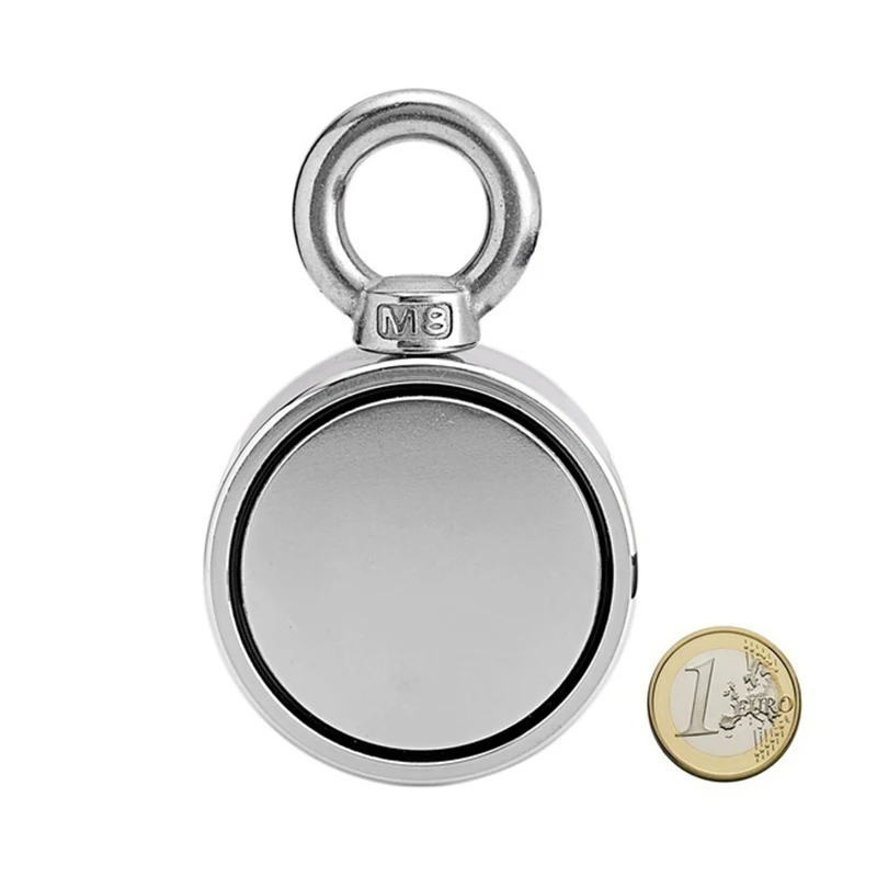 

Strong Powerful 400kg Neodymium Magnet Hook Salvage Magnet River Fishing Equipments Holder Pulling Mounting Pot with 10M Rope