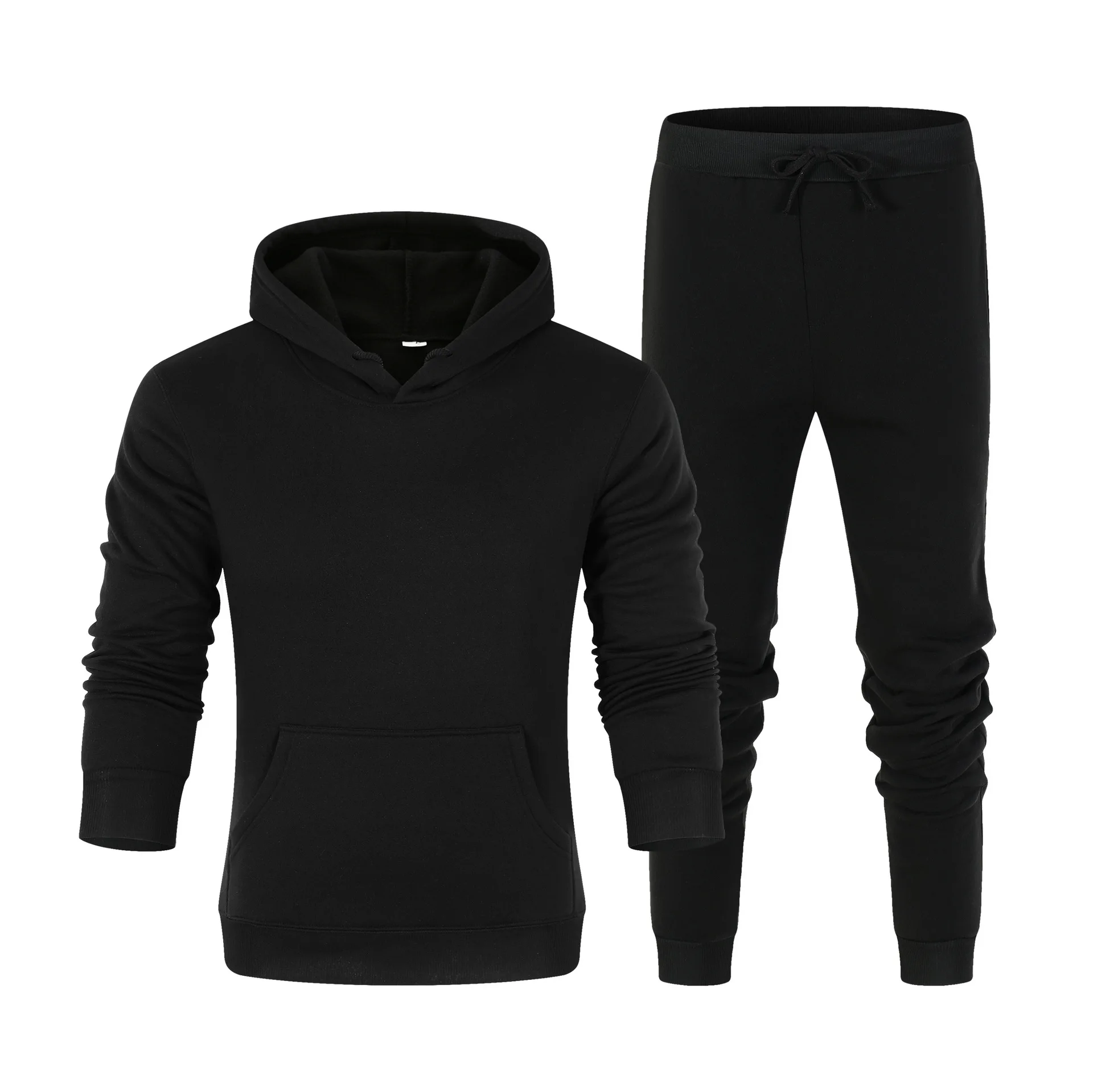 

ZZ1-4 Men's leisure winter sports sweater suit autumn and winter Plush sweater solid color suit