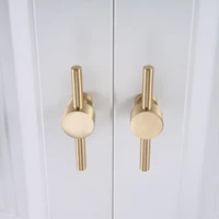 1pc 90mm t bar knobs pulls pure copper kitchen cabinet door handles brushed gold brass drawer knobs pull handles dresser pulls