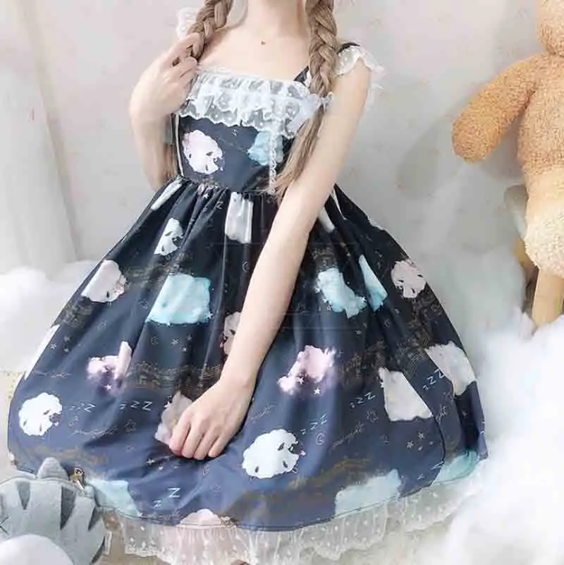 

Japanese Lolita Dress Star Gradient Purple/Navy Jsk Lolita Dress Women Summer Suspender Lolita Dress For Youth Girls Plus Size
