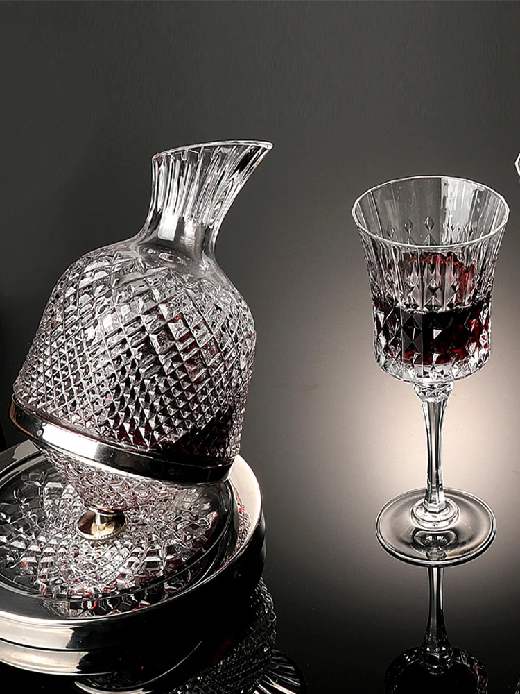 

Хрустальный стеклянный делитель ликера, Алмазный разрез, гироскоп, стакан, графин, набор для вина с хрустальным держателем, 6 шт., роскошный б...
