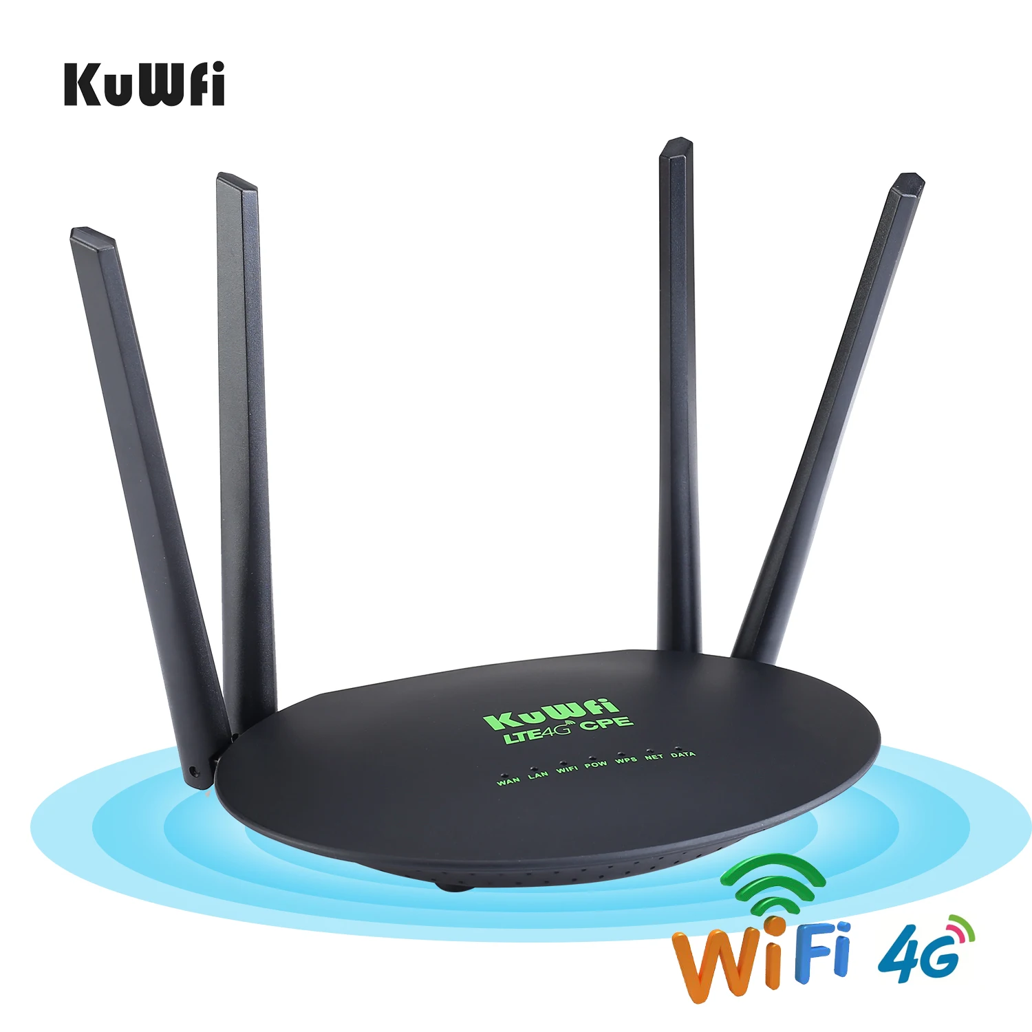 Беспроводной Wi-Fi-роутер KuWfi 3G/4G LTE 300 Мбит/с слот для сим-карты порт Wan/Lan 4 Внешние