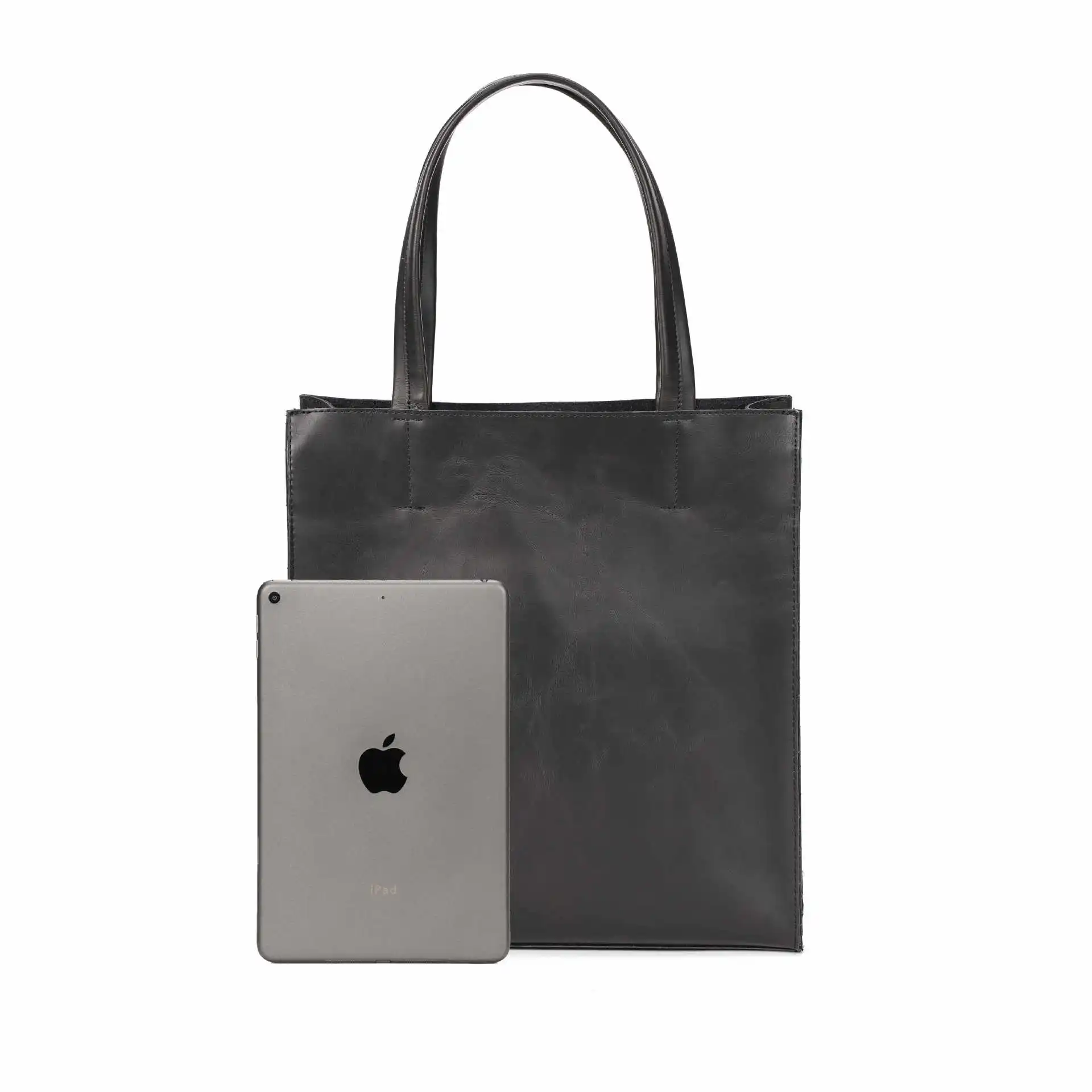 

Men's crazy horse leather tote bag Black Leather man Handbag Business office Handbags husband Solid Computer Laptop bag male