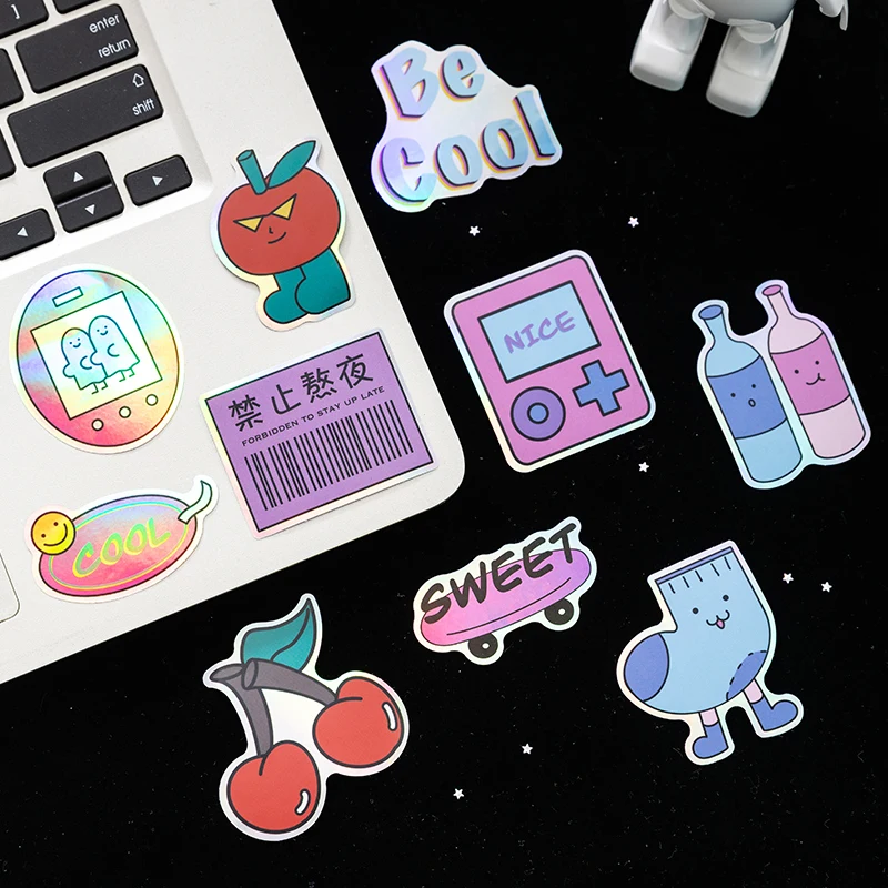 

JIANQI 20 PCS Sticker Laser Sweet and cool everyday Series Decoration Scrapbooking Stationery School Supplies