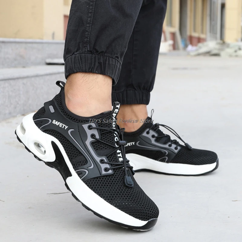 

Lightweight Safety Shoes Men's Work Boots With Steel Toe Cap Anti-smashing Safety Boots Men's Work Shoe Breathable Work Sneakers