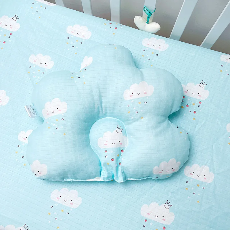 

Baby Sweet Concaved Shaping Pillow Cotton Gauze Breathable Fabric Cartoon Anti-roll Headrest Supply Children Room Beddings Set