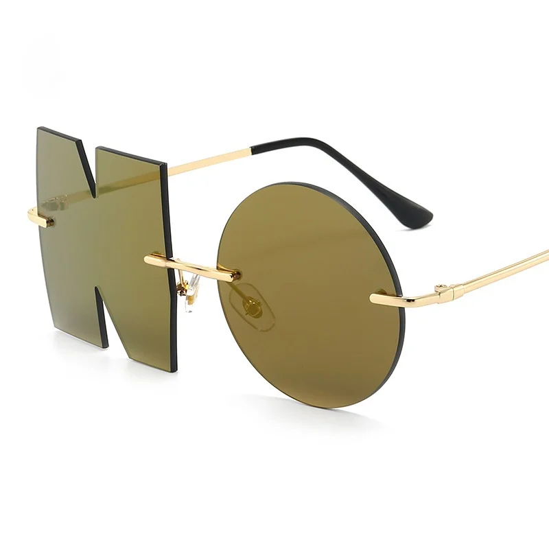

New Rimless Unique NO Sunglasses Women Men Personalized Irregular Metal Sun Glasses Fashion Fancy Shades UV400 Eyewear 2021