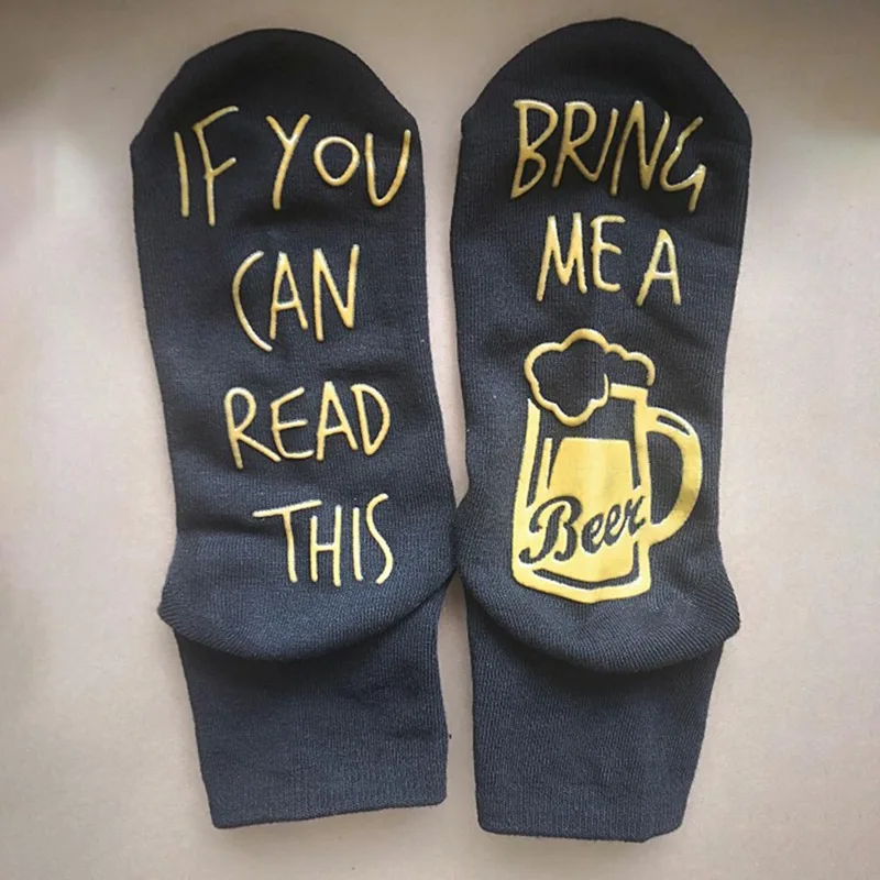 

If You Can Read This Bring Me A Beer Pattern Novelty Art Christmas Gift Hipster Rock Punk Club Sock